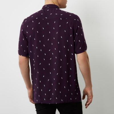 Purple lightning print casual shirt